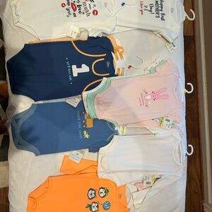 Sears Baby Bodysuit Set in White, Blue, and Orange